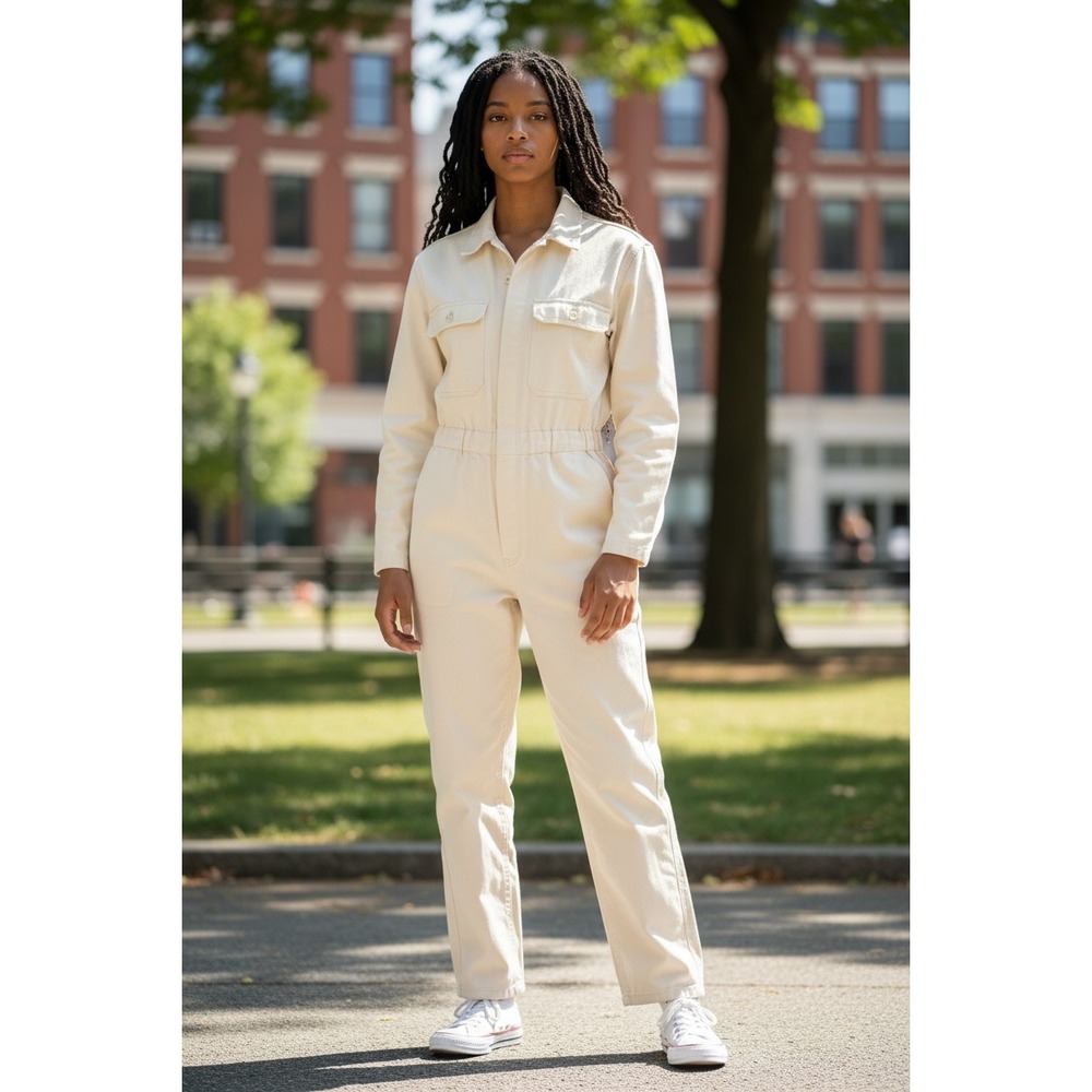 Buck Mason Jumpsuit Womens S White NEW Cotton Twill Baja Twill Studio Jumpsuit